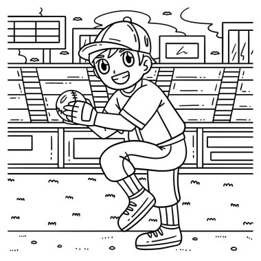 Beyzbol oynayan bir çocuğun sevimli ve komik renkli sayfası. Çocuklar için saatlerce boyama eğlencesi sağlıyor. Renklendirmek için, bu sayfa çok kolaydır. Küçük çocuklar ve yeni yürümeye başlayanlar için uygun..