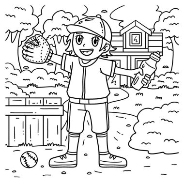 Elinde su şişesi olan bir Beyzbol Kızı 'nın şirin ve komik renkli sayfası. Çocuklar için saatlerce boyama eğlencesi sağlıyor. Renklendirmek için, bu sayfa çok kolaydır. Küçük çocuklar ve yeni yürümeye başlayanlar için uygun..