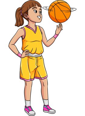 Bu karikatür klibinde Basketbolcu Kız 'ın Top Döndürme illüstrasyonu var..