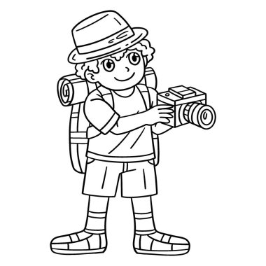 Kameralı bir kampçının sevimli ve komik renkli bir sayfası. Çocuklar için saatlerce boyama eğlencesi sağlıyor. Renklendirmek için, bu sayfa çok kolaydır. Küçük çocuklar ve yeni yürümeye başlayanlar için uygun..
