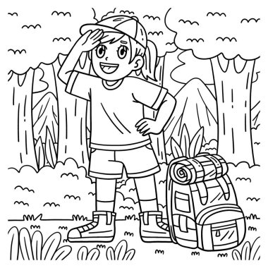 Sırt çantalı bir kampçının sevimli ve komik renkli sayfası. Çocuklar için saatlerce boyama eğlencesi sağlıyor. Renklendirmek için, bu sayfa çok kolaydır. Küçük çocuklar ve yeni yürümeye başlayanlar için uygun..