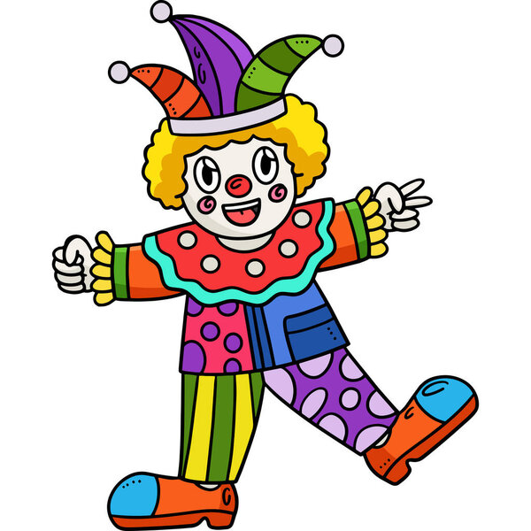 This cartoon clipart shows a Birthday Clown illustration.