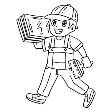 Kiremit taşıyan bir inşaat işçisinin sevimli ve komik renkli sayfası. Çocuklar için saatlerce boyama eğlencesi sağlıyor. Renklendirmek için, bu sayfa çok kolaydır. Küçük çocuklar ve yeni yürümeye başlayanlar için uygun..