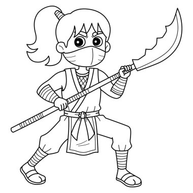 Naginata 'lı bir Ninja Kunoichi' nin sevimli ve komik renkli sayfası. Çocuklar için saatlerce boyama eğlencesi sağlıyor. Renklendirmek için, bu sayfa çok kolaydır. Küçük çocuklar ve yeni yürümeye başlayanlar için uygun..