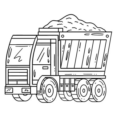 A cute and funny coloring page of a Construction Dump Truck. Provides hours of coloring fun for children. To color, this page is very easy. Suitable for little kids and toddlers. clipart