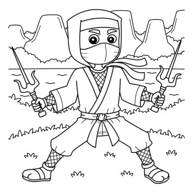 İkiz Sai tutan bir Ninja 'nın sevimli ve komik renkli sayfası. Çocuklar için saatlerce boyama eğlencesi sağlıyor. Renklendirmek için, bu sayfa çok kolaydır. Küçük çocuklar ve yeni yürümeye başlayanlar için uygun..