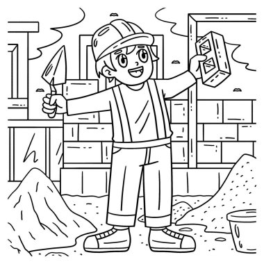 İnşaat Mason Holding Brick 'in şirin ve komik renkli sayfası. Çocuklar için saatlerce boyama eğlencesi sağlıyor. Renklendirmek için, bu sayfa çok kolaydır. Küçük çocuklar ve yeni yürümeye başlayanlar için uygun..