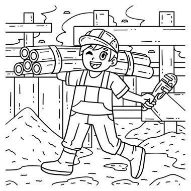 Borulu İnşaat Tesisatçısının şirin ve komik renkli sayfası. Çocuklar için saatlerce boyama eğlencesi sağlıyor. Renklendirmek için, bu sayfa çok kolaydır. Küçük çocuklar ve yeni yürümeye başlayanlar için uygun..