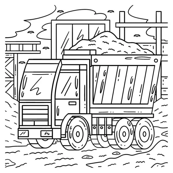 stock vector A cute and funny coloring page of a Construction Dump Truck. Provides hours of coloring fun for children. To color, this page is very easy. Suitable for little kids and toddlers.