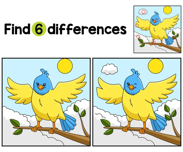 Kuş Hayvanı Çocuklar aktivite sayfasındaki farklılıkları bul ya da bul. Çocuklar için eğlenceli ve eğitici bir bulmaca eşleştirme oyunu.