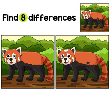 Red Panda Hayvan Çocukları aktivite sayfasındaki farklılıkları bul ya da tespit et. Çocuklar için eğlenceli ve eğitici bir bulmaca eşleştirme oyunu.