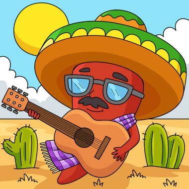 Bu karikatür, Cinco de Mayo Jalapeno illüstrasyonunu gösteriyor..