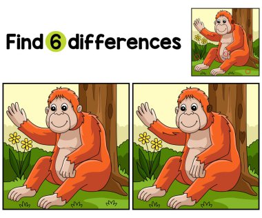 Bu Orangutan Hayvan Çocukları aktivite sayfasındaki farklılıkları bul ya da tespit et. Çocuklar için eğlenceli ve eğitici bir bulmaca eşleştirme oyunu.