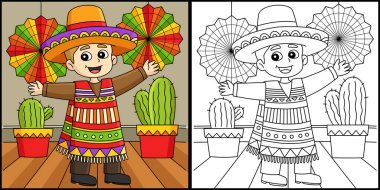 Bu renkli sayfa Cinco de Mayo Meksikalı Çocuk 'u gösteriyor. Bu illüstrasyonun bir tarafı renkli ve çocuklar için bir ilham kaynağı..