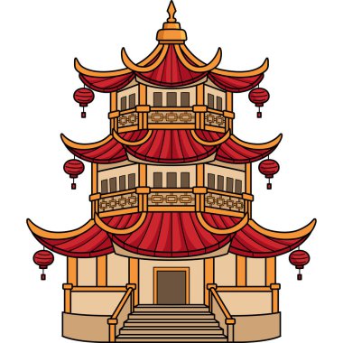 Bu karikatür bir Pagoda çizimini gösteriyor.