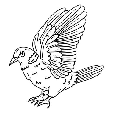 Yüzük boyunlu güvercin kuşunun sevimli ve komik renkli bir sayfası. Çocuklar için saatlerce boyama eğlencesi sağlıyor. Renklendirmek için, bu sayfa çok kolaydır. Küçük çocuklar ve yeni yürümeye başlayanlar için uygun.. 