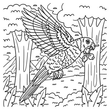 Loriini kuşunun sevimli ve komik renkli bir sayfası. Çocuklar için saatlerce boyama eğlencesi sağlıyor. Renklendirmek için, bu sayfa çok kolaydır. Küçük çocuklar ve yeni yürümeye başlayanlar için uygun..