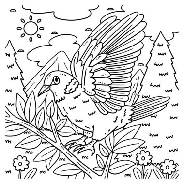 Yüzük boyunlu güvercin kuşunun sevimli ve komik renkli bir sayfası. Çocuklar için saatlerce boyama eğlencesi sağlıyor. Renklendirmek için, bu sayfa çok kolaydır. Küçük çocuklar ve yeni yürümeye başlayanlar için uygun..