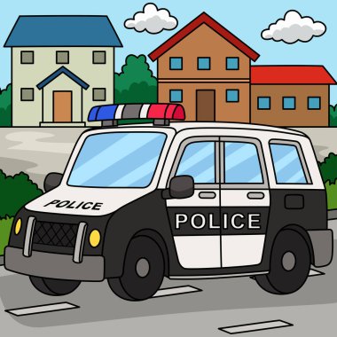 Bu karikatür bir polis arabası illüstrasyonunu gösteriyor.