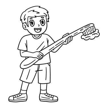 Diş fırçası tutan bir çocuğun sevimli ve komik renkli sayfası. Çocuklar için saatlerce boyama eğlencesi sağlıyor. Renklendirmek için, bu sayfa çok kolaydır. Küçük çocuklar ve yeni yürümeye başlayanlar için uygun..
