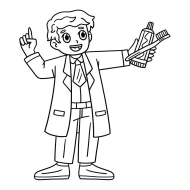 Diş fırçası ve diş macunuyla bir dişçinin şirin ve komik renkli sayfası. Çocuklar için saatlerce boyama eğlencesi sağlıyor. Renklendirmek için, bu sayfa çok kolaydır. Küçük çocuklar ve yeni yürümeye başlayanlar için uygun..