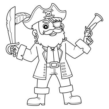 Bir korsan kaptanın sevimli ve komik renkli sayfası. Çocuklar için saatlerce boyama eğlencesi sağlıyor. Renklendirmek için, bu sayfa çok kolaydır. Küçük çocuklar ve yeni yürümeye başlayanlar için uygun..