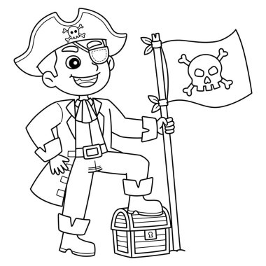 Jolly Roger bayrağı olan bir Korsan 'ın sevimli ve komik renkli sayfası. Çocuklar için saatlerce boyama eğlencesi sağlıyor. Renklendirmek için, bu sayfa çok kolaydır. Küçük çocuklar ve yeni yürümeye başlayanlar için uygun..