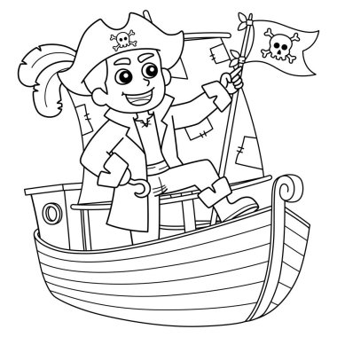 Teknedeki Korsan 'ın şirin ve komik renkli sayfası. Çocuklar için saatlerce boyama eğlencesi sağlıyor. Renklendirmek için, bu sayfa çok kolaydır. Küçük çocuklar ve yeni yürümeye başlayanlar için uygun..