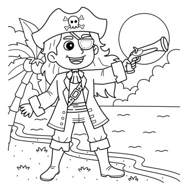 Dişi bir korsanın sevimli ve komik renkli sayfası. Çocuklar için saatlerce boyama eğlencesi sağlıyor. Renklendirmek için, bu sayfa çok kolaydır. Küçük çocuklar ve yeni yürümeye başlayanlar için uygun..