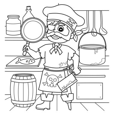 Korsan Aşçı 'nın sevimli ve komik renkli sayfası. Çocuklar için saatlerce boyama eğlencesi sağlıyor. Renklendirmek için, bu sayfa çok kolaydır. Küçük çocuklar ve yeni yürümeye başlayanlar için uygun..