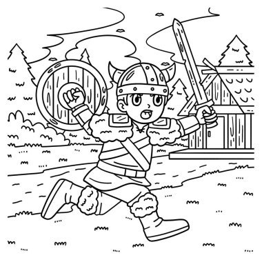 Bir Viking Savaşçısının şirin ve komik renkli sayfası. Çocuklar için saatlerce boyama eğlencesi sağlıyor. Renklendirmek için, bu sayfa çok kolaydır. Küçük çocuklar ve yeni yürümeye başlayanlar için uygun..