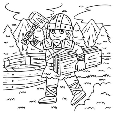 Ağaç Planklı bir Viking 'in şirin ve komik renkli sayfası. Çocuklar için saatlerce boyama eğlencesi sağlıyor. Renklendirmek için, bu sayfa çok kolaydır. Küçük çocuklar ve yeni yürümeye başlayanlar için uygun..