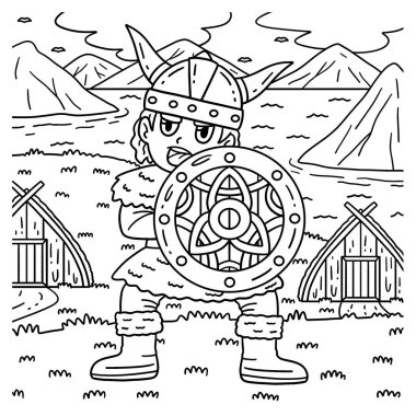 Kalkanlı bir Viking 'in şirin ve komik renkli sayfası. Çocuklar için saatlerce boyama eğlencesi sağlıyor. Renklendirmek için, bu sayfa çok kolaydır. Küçük çocuklar ve yeni yürümeye başlayanlar için uygun..