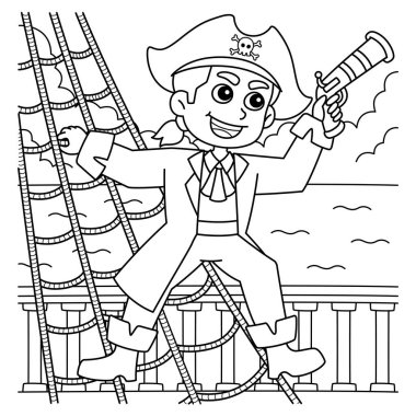 Halat Merdiveni Üzerinde Korsan 'ın şirin ve komik renkli sayfası. Çocuklar için saatlerce boyama eğlencesi sağlıyor. Renklendirmek için, bu sayfa çok kolaydır. Küçük çocuklar ve yeni yürümeye başlayanlar için uygun..