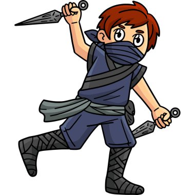Bu karikatür, Kunai çizimi olan bir ninjayı gösteriyor.. 