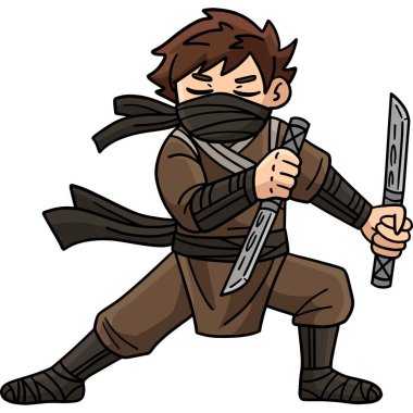 Bu karikatür, Ninja resimli bir Ninja 'yı gösteriyor.. 