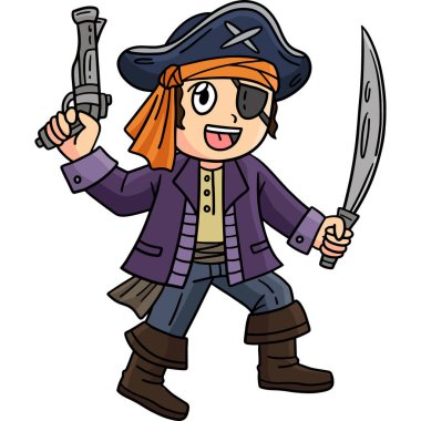 Bu karikatürde Silahlı Korsan ve Cutlass illüstrasyonları var..