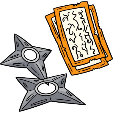 Bu karikatür parçası bir Shuriken ve Scroll çizimini gösterir. 