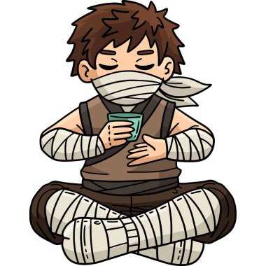 Bu karikatür, Ninja İçen Çay illüstrasyonunu gösteriyor.. 