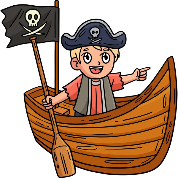 Bu karikatür, bir sandaldaki korsanı gösteriyor..