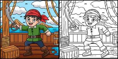 Bu boyama sayfasında Korsan Tutucu Cutlass var. Bu illüstrasyonun bir tarafı renkli ve çocuklar için bir ilham kaynağı..