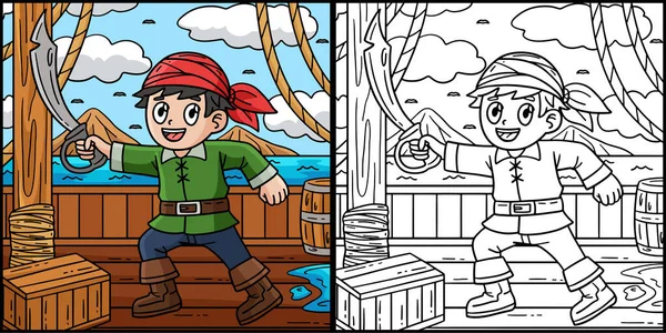 Bu boyama sayfasında Korsan Tutucu Cutlass var. Bu illüstrasyonun bir tarafı renkli ve çocuklar için bir ilham kaynağı..