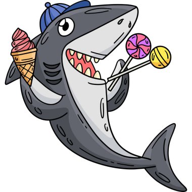 Bu karikatür, resimli bir köpekbalığını gösteriyor..