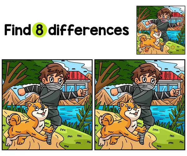 Ninja ve Shiba Inu çocuklarının aktivite sayfasındaki farklılıkları bul ya da bul. Çocuklar için eğlenceli ve eğitici bir bulmaca eşleştirme oyunu.