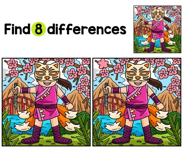 Kitsune Maskeli ve Kuyruklu Çocuklar aktivite sayfası ile bu Ninja 'daki farklılıkları bul ya da bul. Çocuklar için eğlenceli ve eğitici bir bulmaca eşleştirme oyunu.