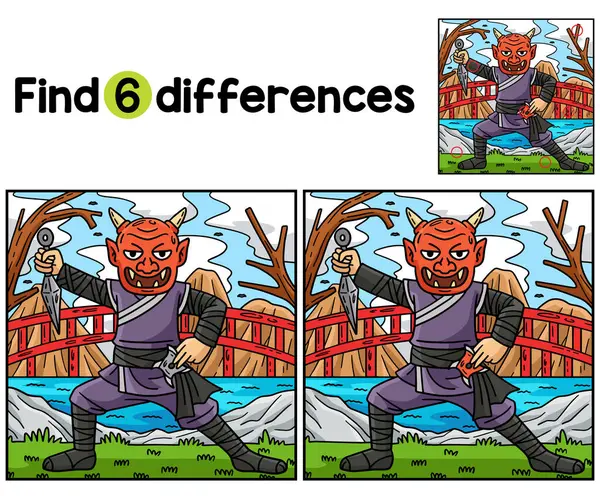 Oni Maskeli Çocuklar aktivite sayfasındaki farklılıkları bul ya da bul. Çocuklar için eğlenceli ve eğitici bir bulmaca eşleştirme oyunu.