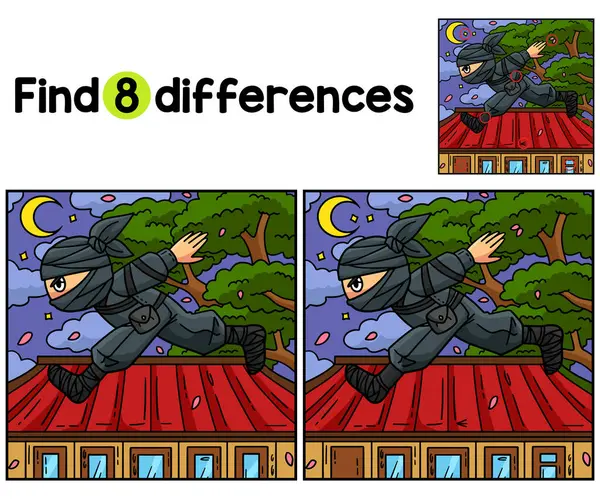 Ninja Koşan Çocuklar aktivite sayfasındaki farklılıkları bul ya da bul. Çocuklar için eğlenceli ve eğitici bir bulmaca eşleştirme oyunu.