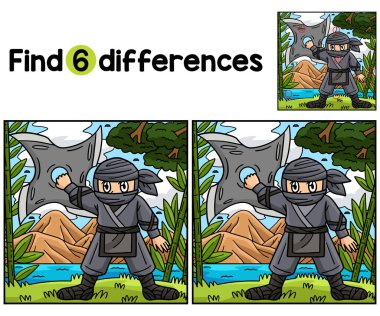 Büyük Shuriken çocuk aktivite sayfası olan Ninja 'daki farklılıkları bul ya da bul. Çocuklar için eğlenceli ve eğitici bir bulmaca eşleştirme oyunu.
