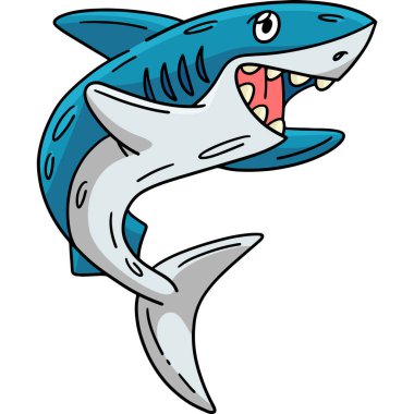 Bu karikatür, gülümseyen köpekbalığı çizimini gösteriyor..