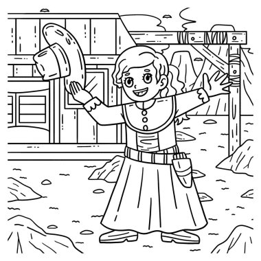 Elbiseli Kovboy Kız 'ın şirin ve komik renkli sayfası. Çocuklar için saatlerce boyama eğlencesi sağlıyor. Renklendirmek için, bu sayfa çok kolaydır. Küçük çocuklar ve yeni yürümeye başlayanlar için uygun.. 